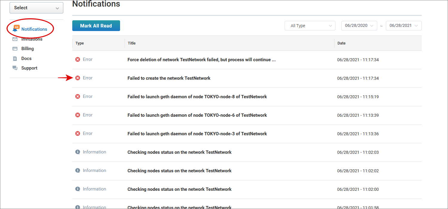 Network Creation Failure