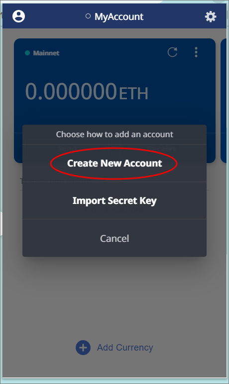 Lunascape Wallet Create New Account